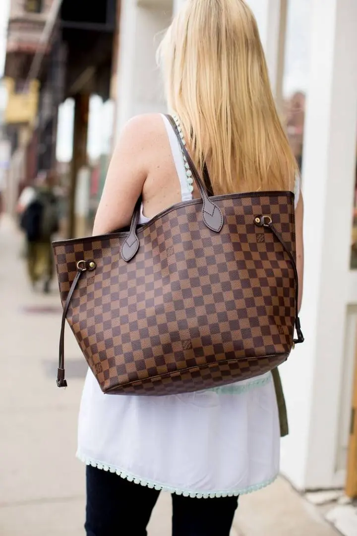 s Vuitton Neverful Coffee Chex With Original Box & DustCover