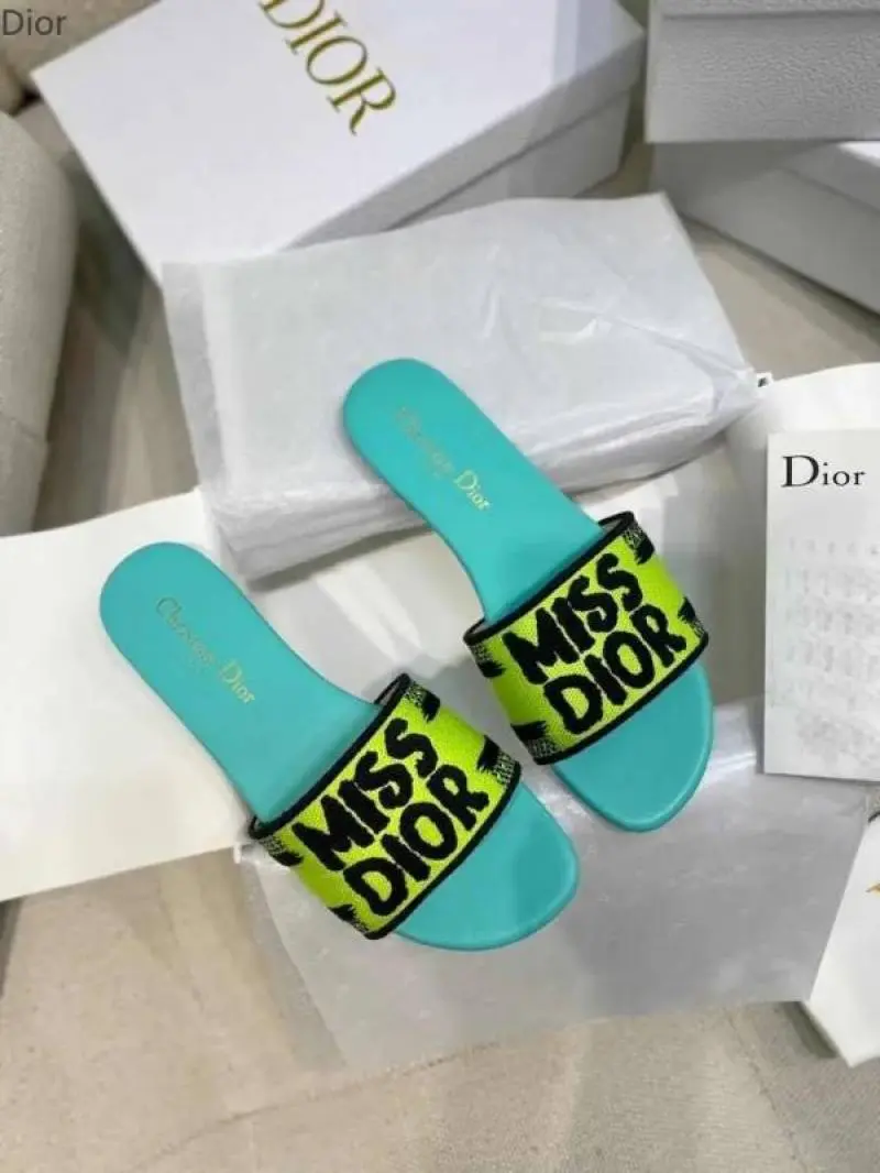 Miss Dioor Premium Dway Slide With OG Box & Carry Bag (Yellow Green - 1062) - Image 2