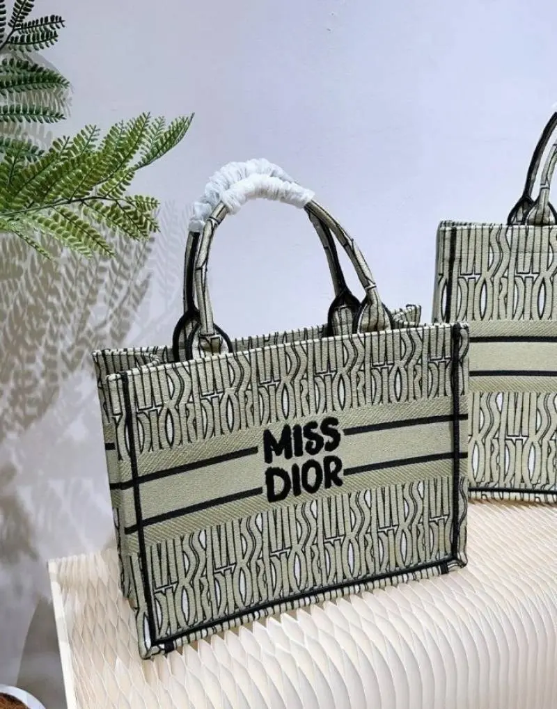 Miss Dioor Book Large Tote With OG Box & Dust Bag & Scarf (L Green - 1034)