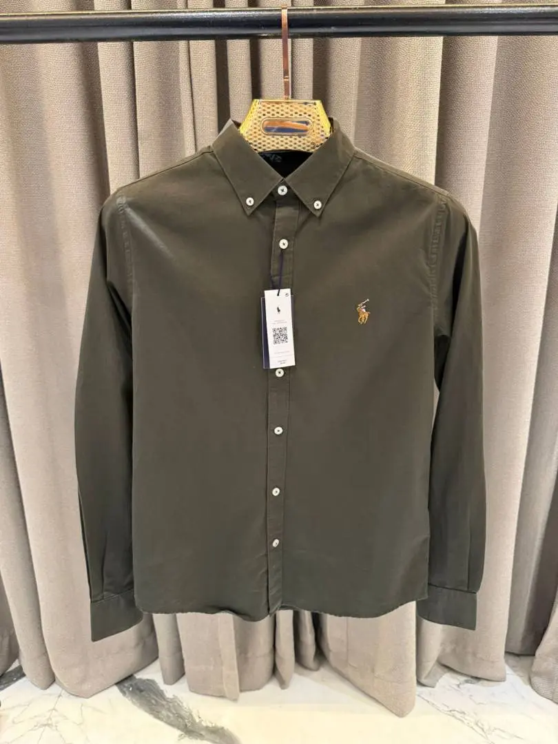 Ralph Lauren Chest Logo Full Sleeves Shirt Olive Green