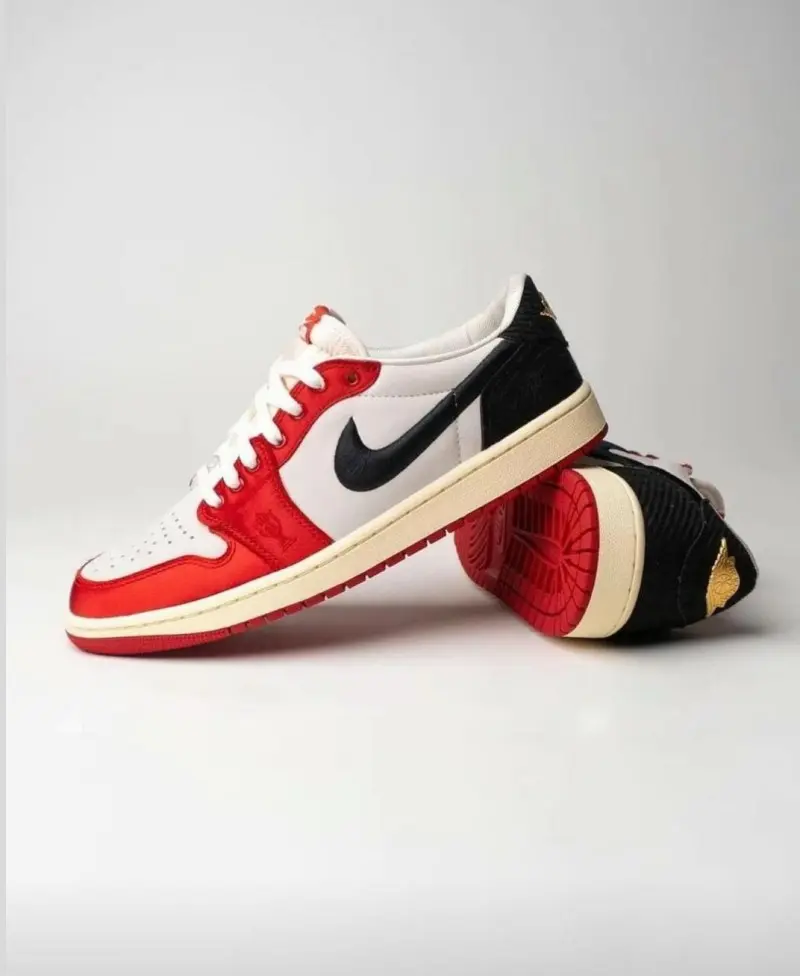 Air Jordan 1 Low x Trophy Room Sail and Varsity Red - Image 2