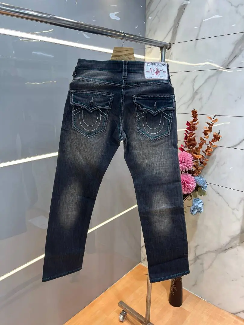 True Religio n White Shade Straight fit Premium Imported Stretchable Lycra Fabric Denim with Back Pocket Embroidered Design 3944 - Image 3