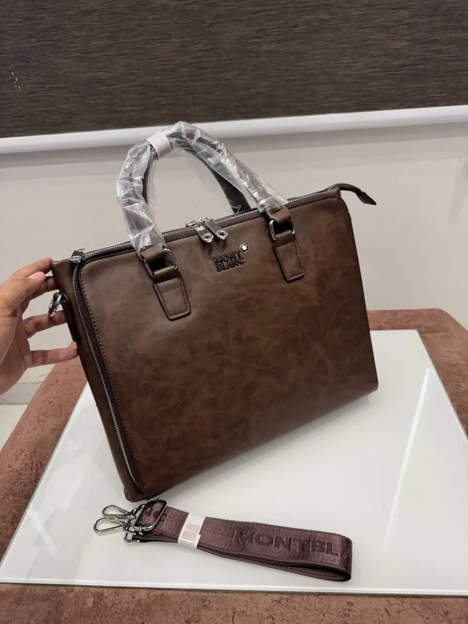 Mont Blanc Premium Laptop Bag X Office Bag M93009-5 Brown - Image 4