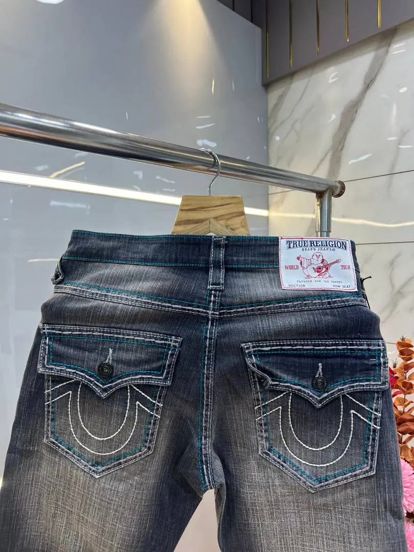 True Religio n White Shade Straight fit Premium Imported Stretchable Lycra Fabric Denim with Back Pocket Embroidered Design 3944 - Image 2