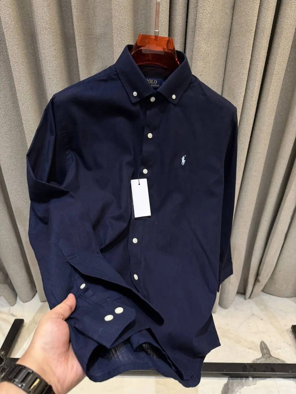 Ralph Lauren Linen Navy Blue Shirt - Image 2