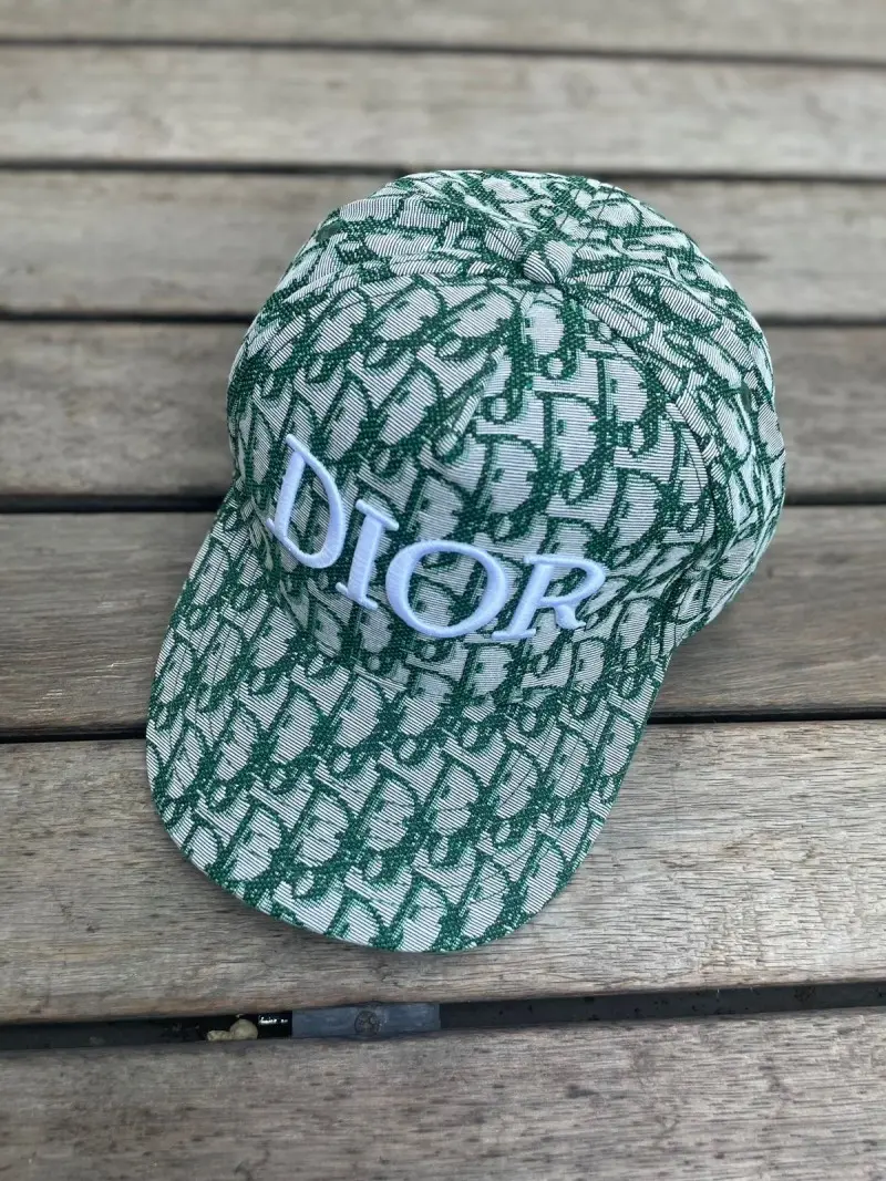 Dior CD Mint Green Print White Logo Premium Unisex Cap (With Box) 790