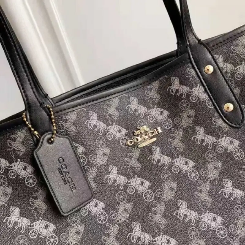 Coach Signature City Tote Bag With OG Box & Dust Bag (Printed Black-844) - Image 6