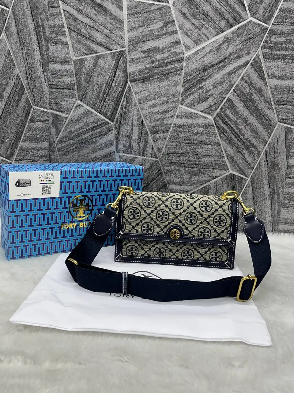 Tori Burch T Monogram Jacquard Crossbody Bag With 2 LongBelt OriginalPacking - Image 11