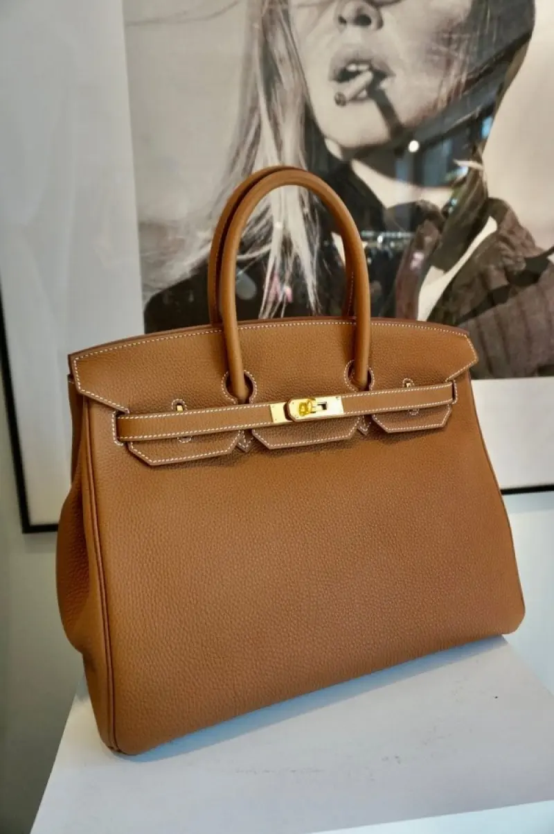 Hermes Birkin Signature Togo Handbag With Dust Bag (Brown - 453) - Image 6