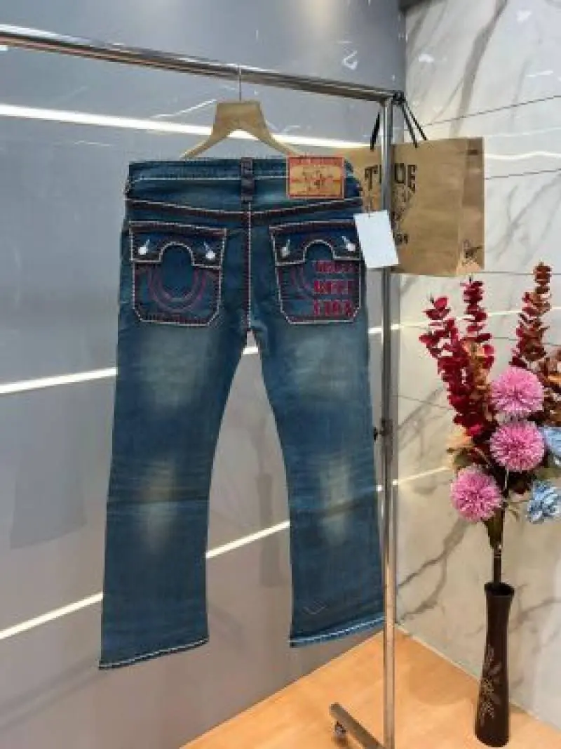 True Religion Light shade Boot Cut Premium Imported Stretchable Lycra Fabric Denim with Back Pocket Embroidered Design 4109 - Image 3