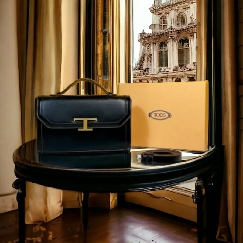 TODD'S T Timeless Top Handle Bag With OG Box & Dust Bag (Black - 600)