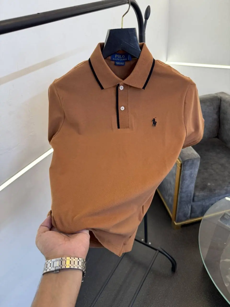 Ralph lauren imported embroidery logo polo tshirt light brown - Image 2