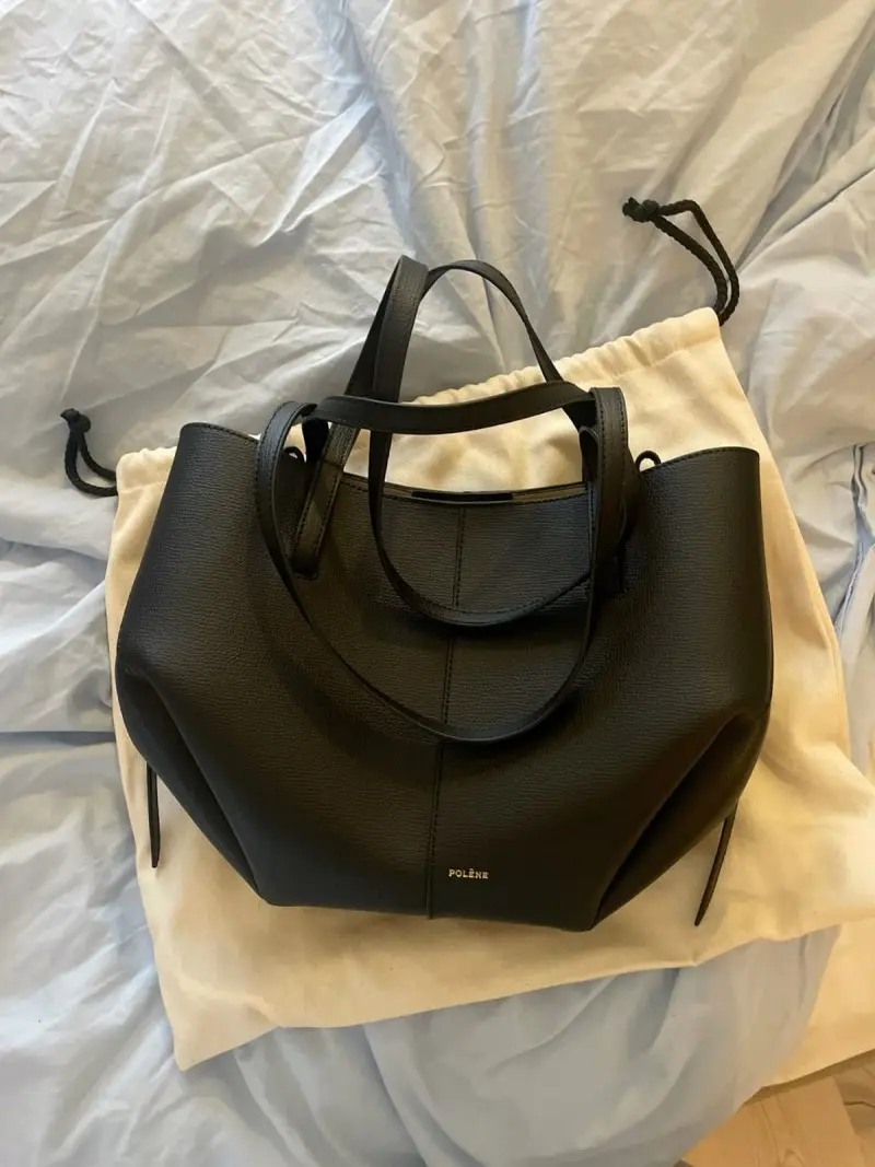 Polone Classic Leather Premium Black Tote With Dust Cover & Wallet - Image 5