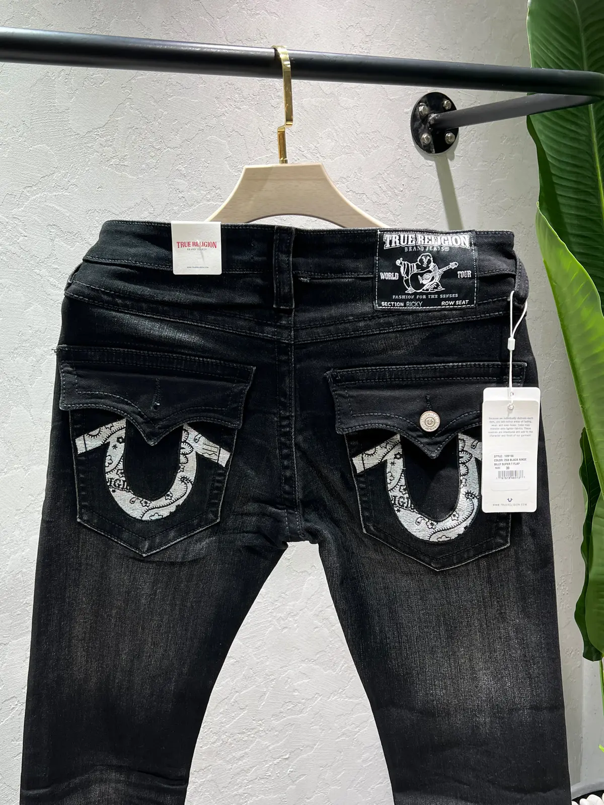 True Religion Black Bootcut Premium Imported Stretchable Comfortable Fabric Denim with Back Flap Pocket Embroidered Design 4592 - Image 2