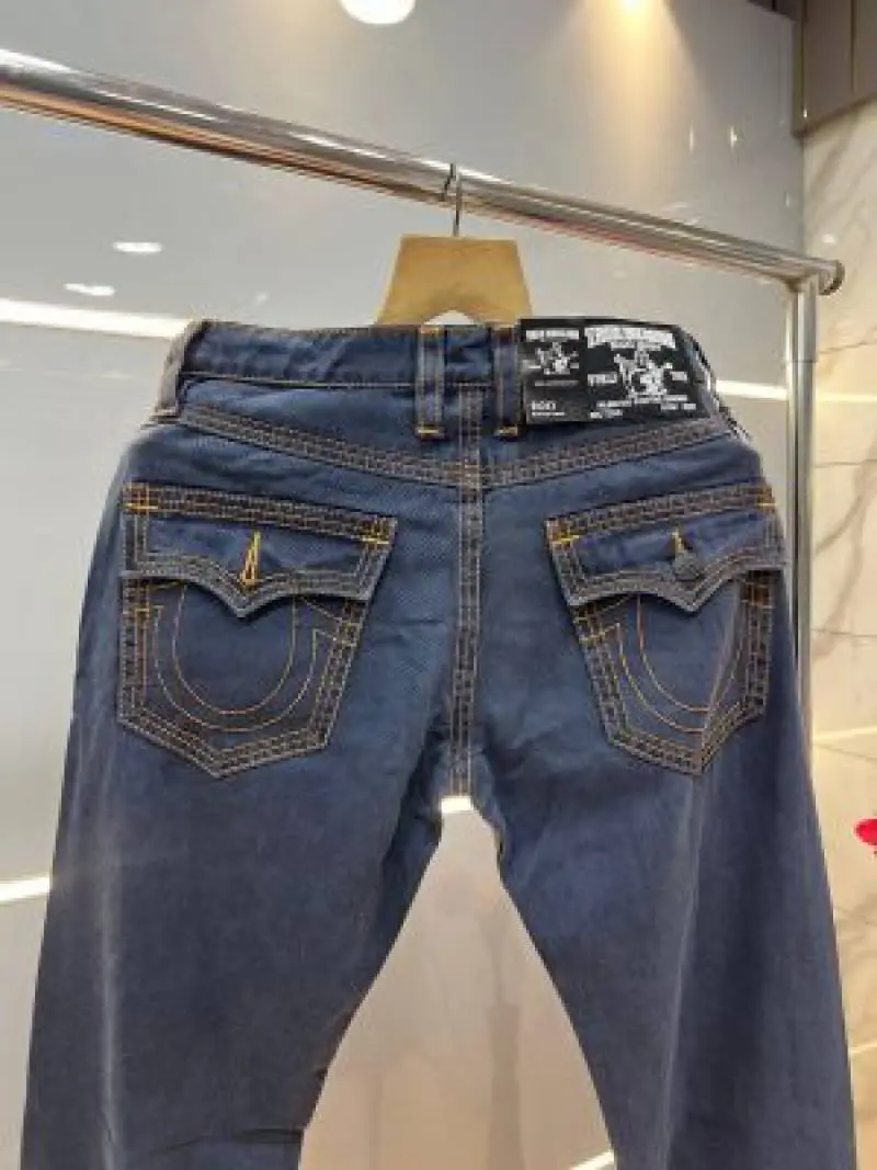 True Religion Blue Straight fit Premium Imported Stretchable Lycra Fabric Denim with Back Pocket Embroidered Design 4172 - Image 4