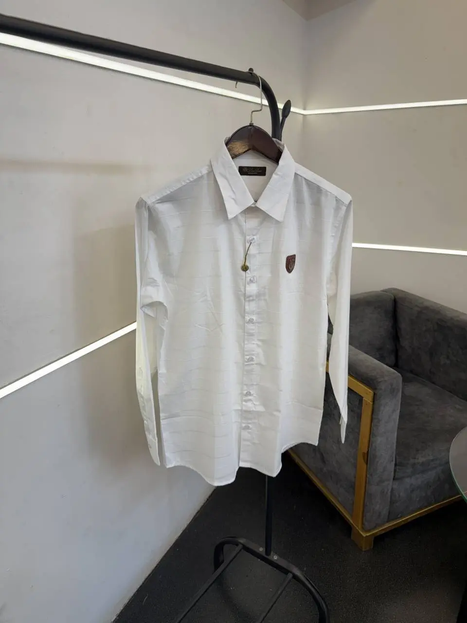 Loro piana horizontal strip imported turkish quality shirt white
