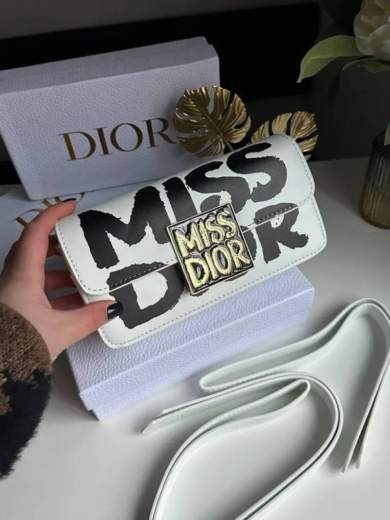 Miss Dioor Luxury Edition Superior Quality Flap Shoulder Bag With OG Box & Dust Bag (White - 1018) - Image 3