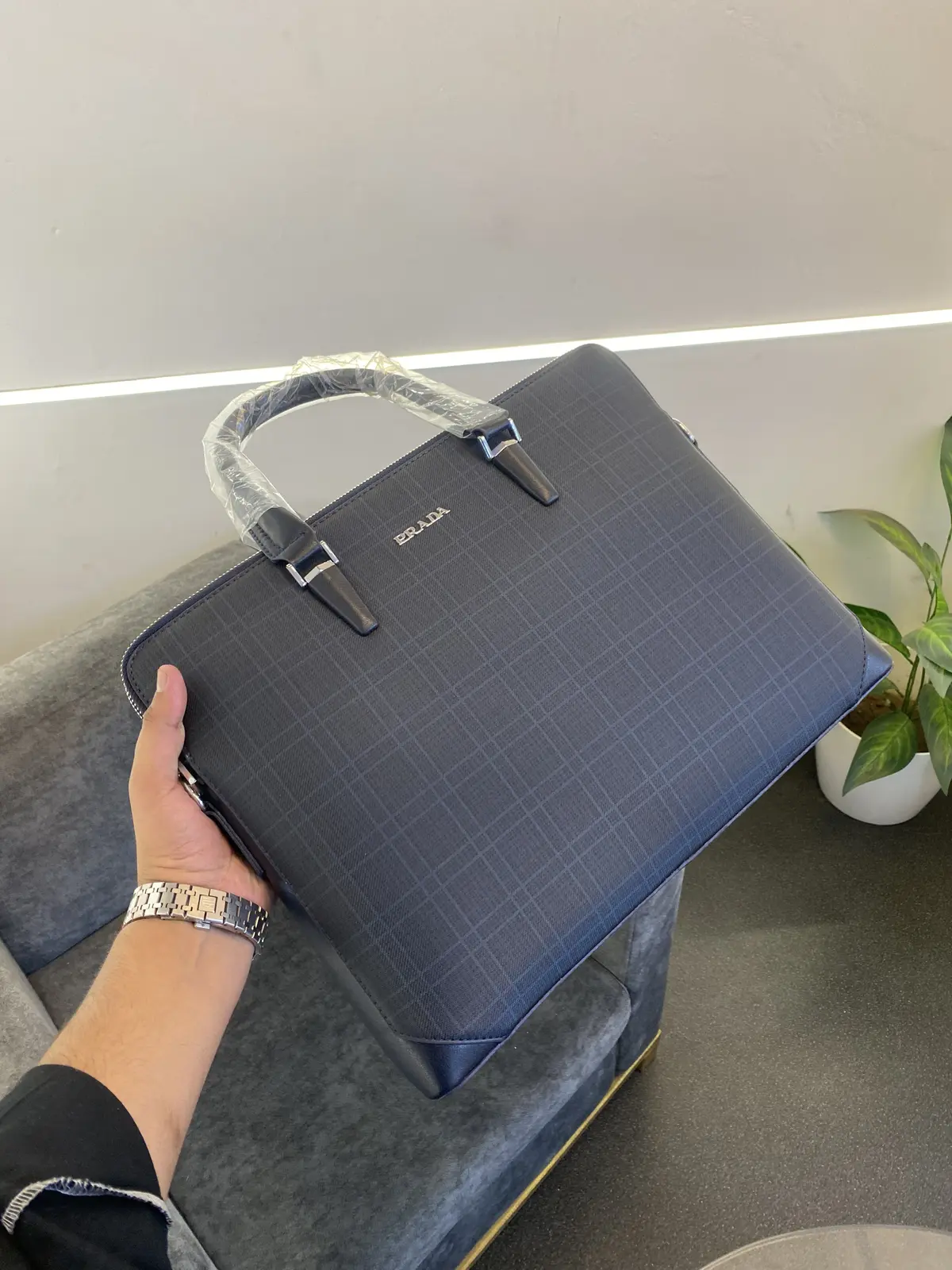 Prada Navy blue Professionauldouble zip and back zip laptop bag - Image 2