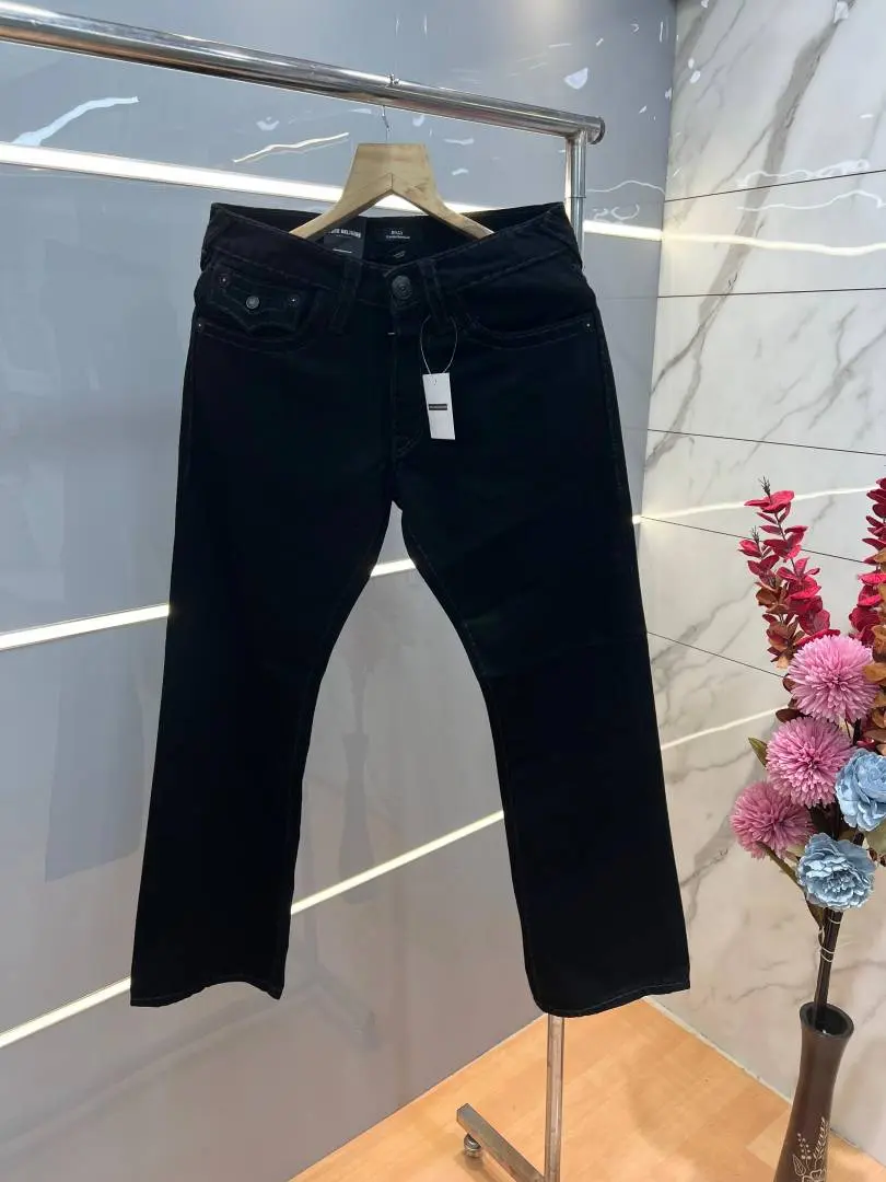 True Religion Black Boot Cut Premium Imported Fabric Denim with Back Flap pockets and Embroidered work 3773 - Image 2