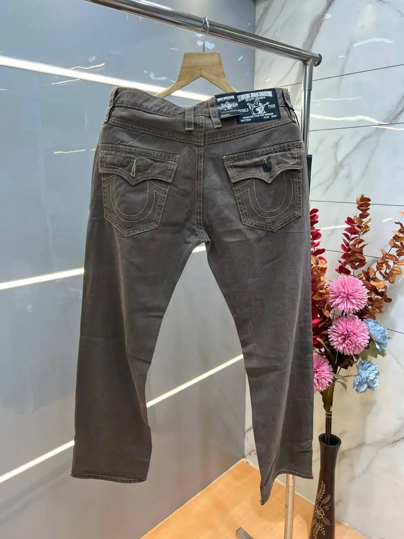 True Religion Brown Straight fit Premium Imported Stretchable Lycra Fabric Denim with Back Pocket Embroidered Design 4174 - Image 4