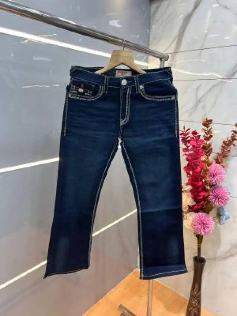 True Religion Blue shade Bootcut Premium Imported Stretchable Lycra Fabric Denim with Back Pocket Embroidered Design 3952 - Image 2