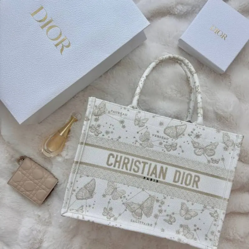 Dior Book Large Tote Premium Oblique With OG Box & Dust Bag & Scarf (Butterfly-824) - Image 5