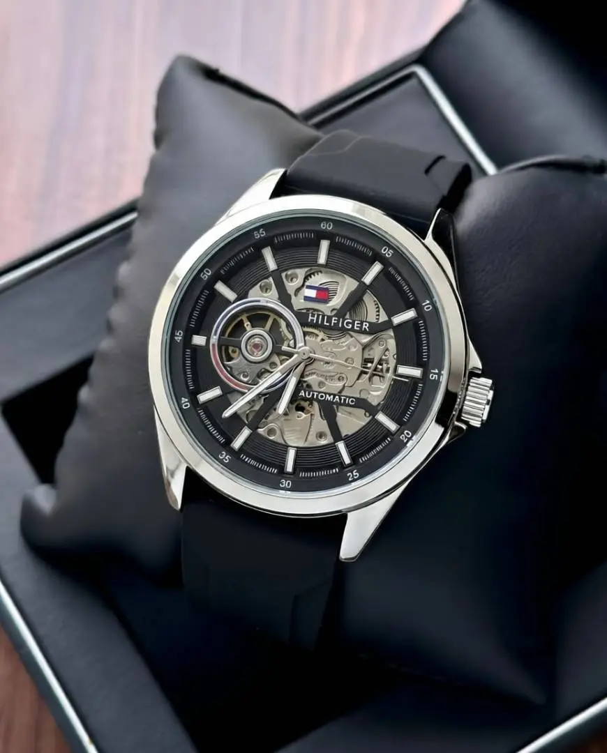 Tommy Hilfige r Automatic Silicon Black-Silver-Black