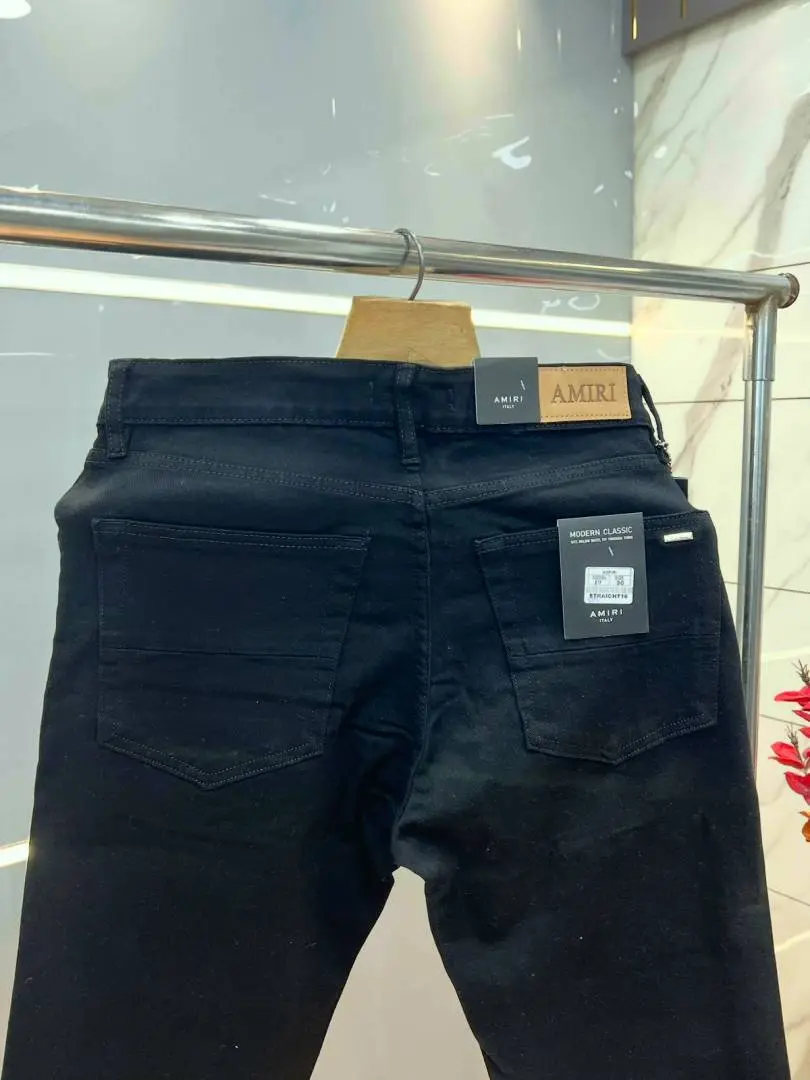 Amir Jetblack Straight Fit Premium Imported Stretchable Lycra Fabric Denim with Metal Logo 3772 - Image 2