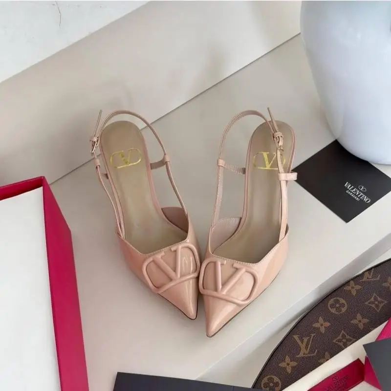 Valentino BabyPink Patent Leather Slingback Heels With OriginalBox CarryBag - Image 2