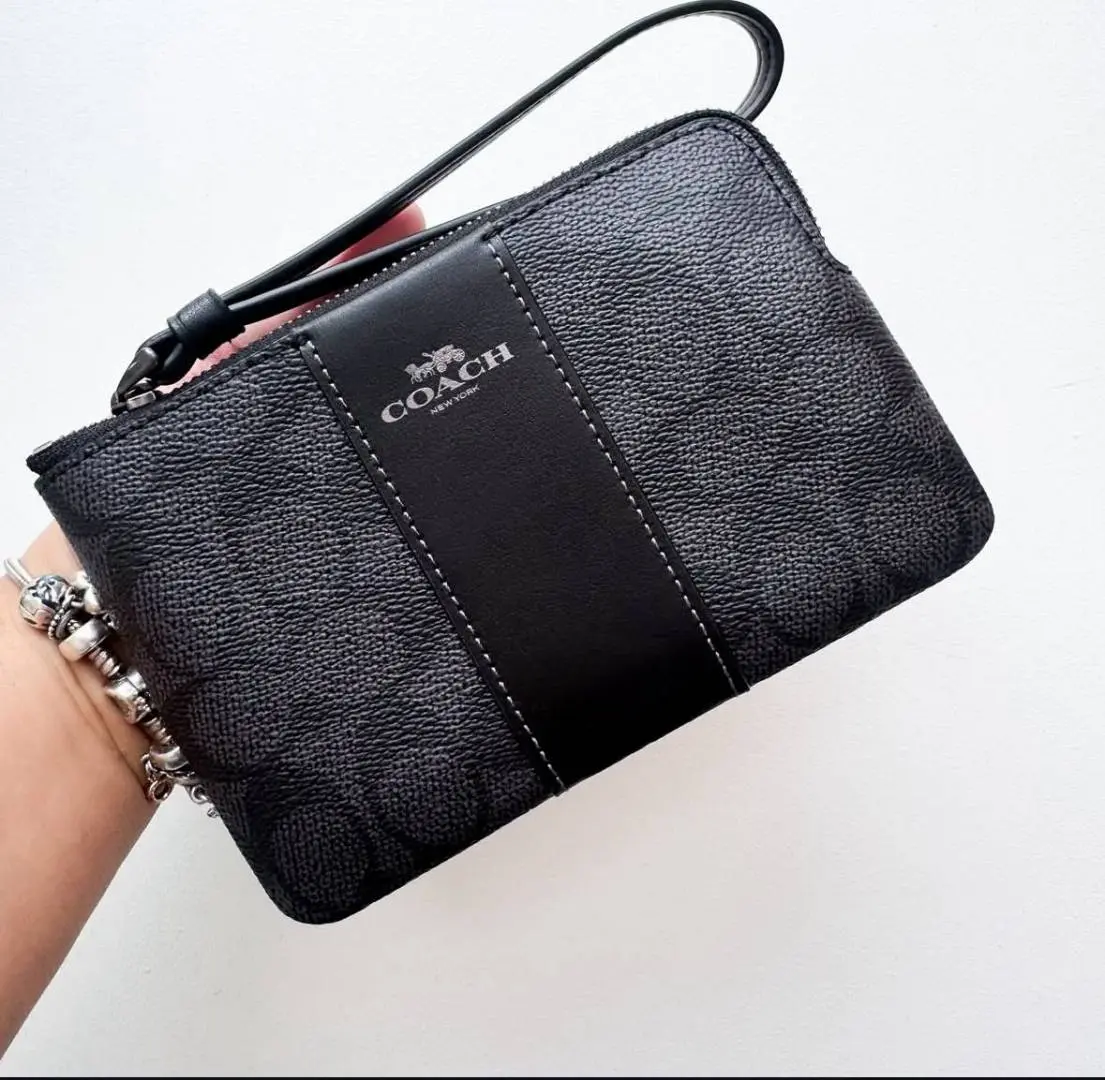 Coach W1 Corner Zip Wristlet Signature With OriginalBox DustCover - Image 4
