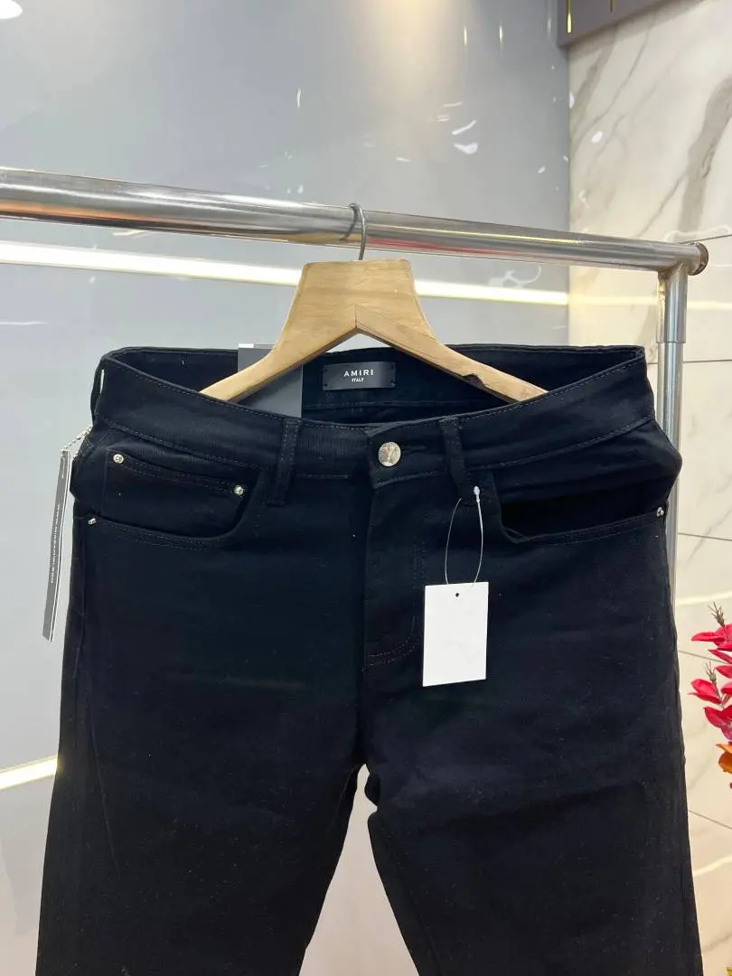 Amir Jetblack Straight Fit Premium Imported Stretchable Lycra Fabric Denim with Metal Logo 3772 - Image 4
