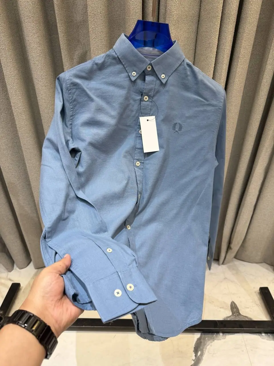 Fred Perry English Blue Premium Linen Shirt - Image 2