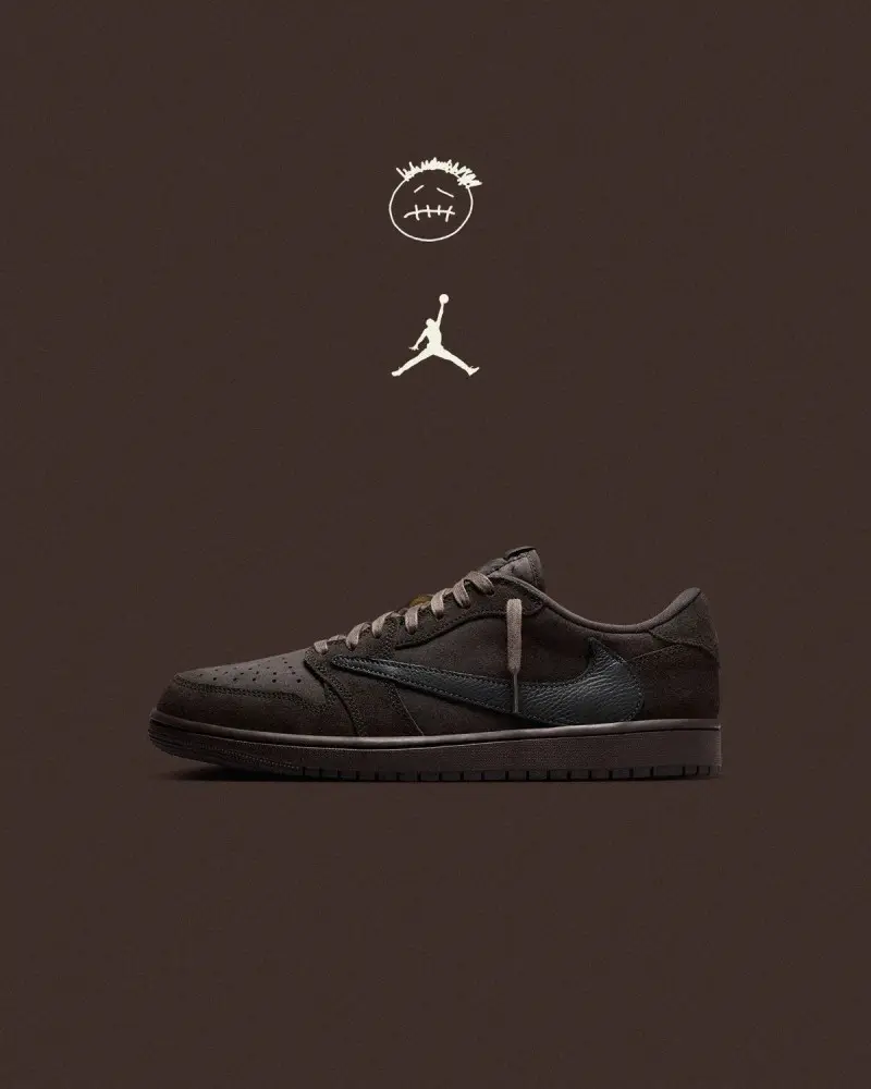 Travis scott x e air jordan 1 low velvet brown semi ua - Image 7