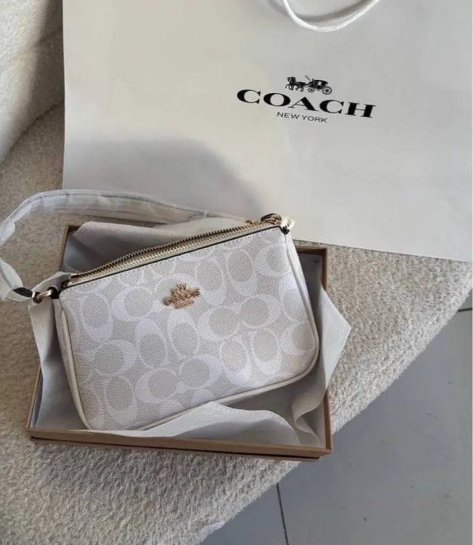Coach Nolita 19 White Mono With OriginalBox DustCover ChainBelt PearlCharm - Image 3