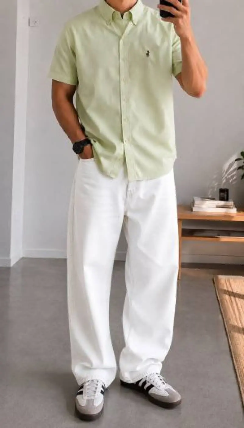 Ralph Lauren Chest Logo Half Sleeves Shirt Pista Green