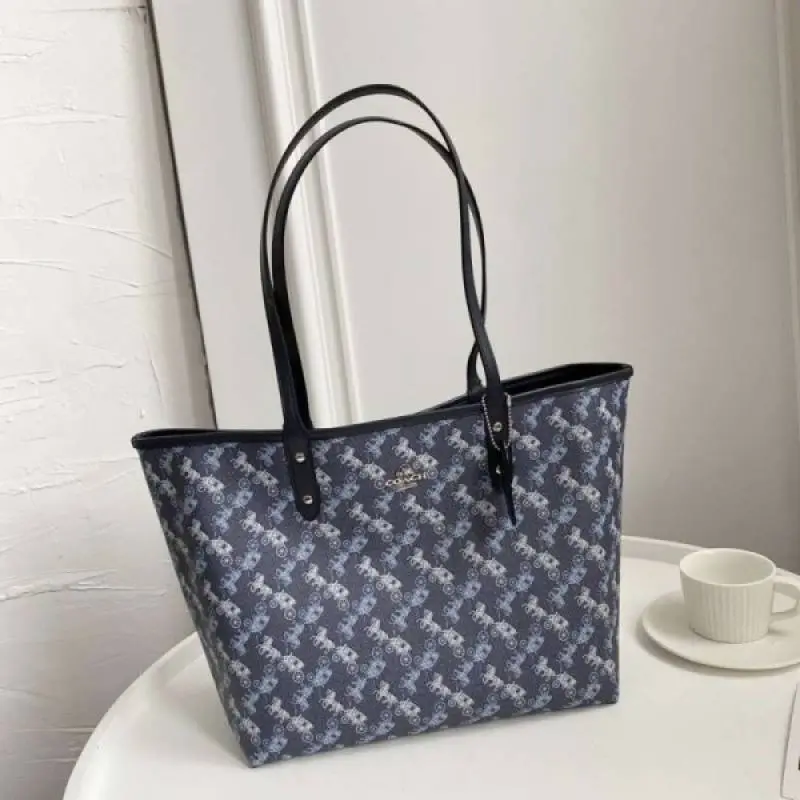 Coach Signature City Tote Bag With OG Box & Dust Bag (Printed Blue-845) - Image 6