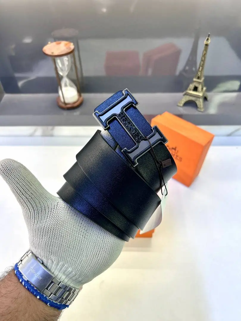 Hermes Black Grey Belt Fa 919