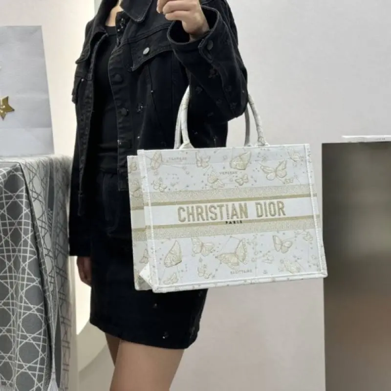 Dior Book Large Tote Premium Oblique With OG Box & Dust Bag & Scarf (Butterfly-824) - Image 6