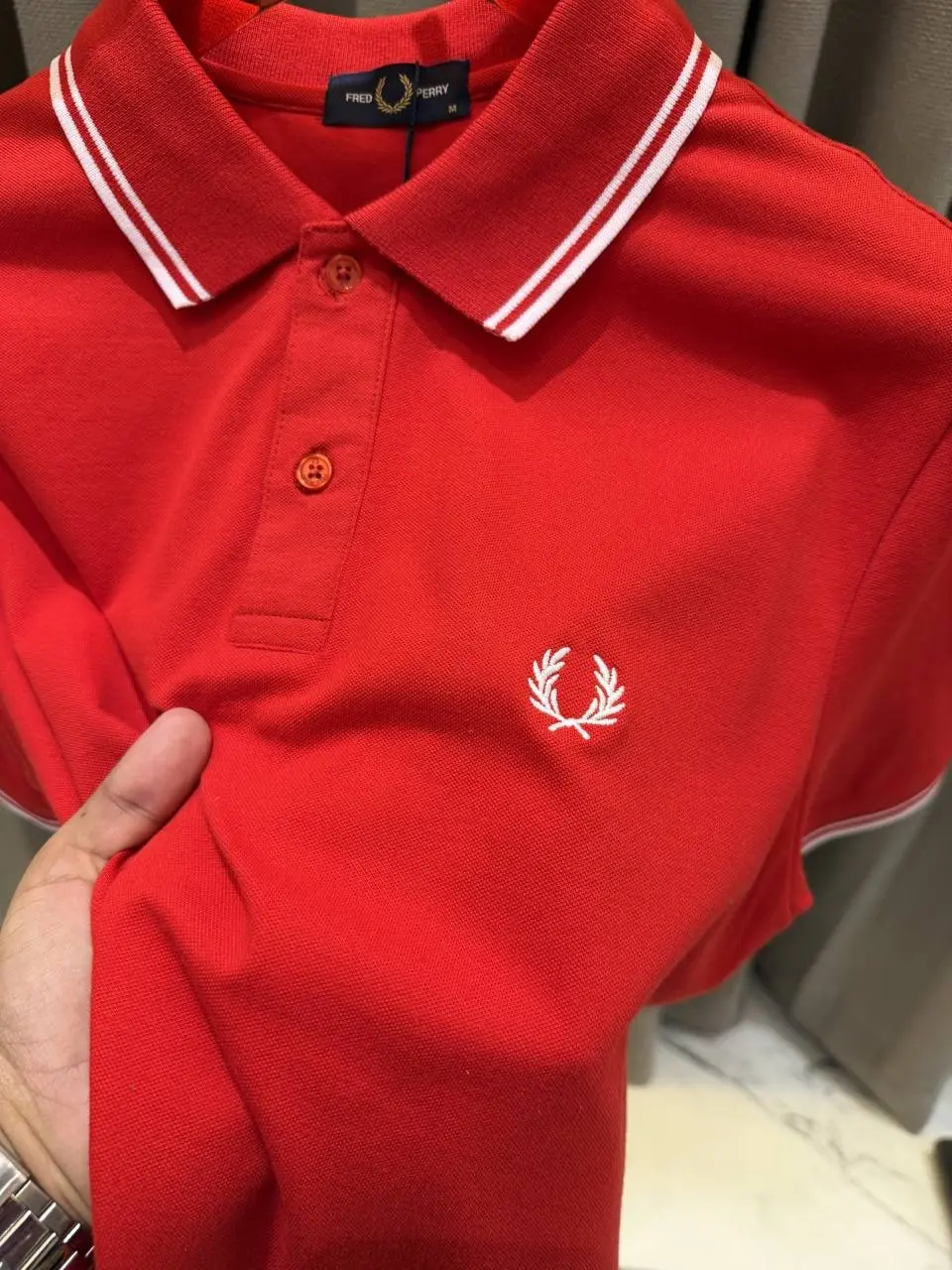 Fred Perry Premium Red Polo Tshirt - Image 3