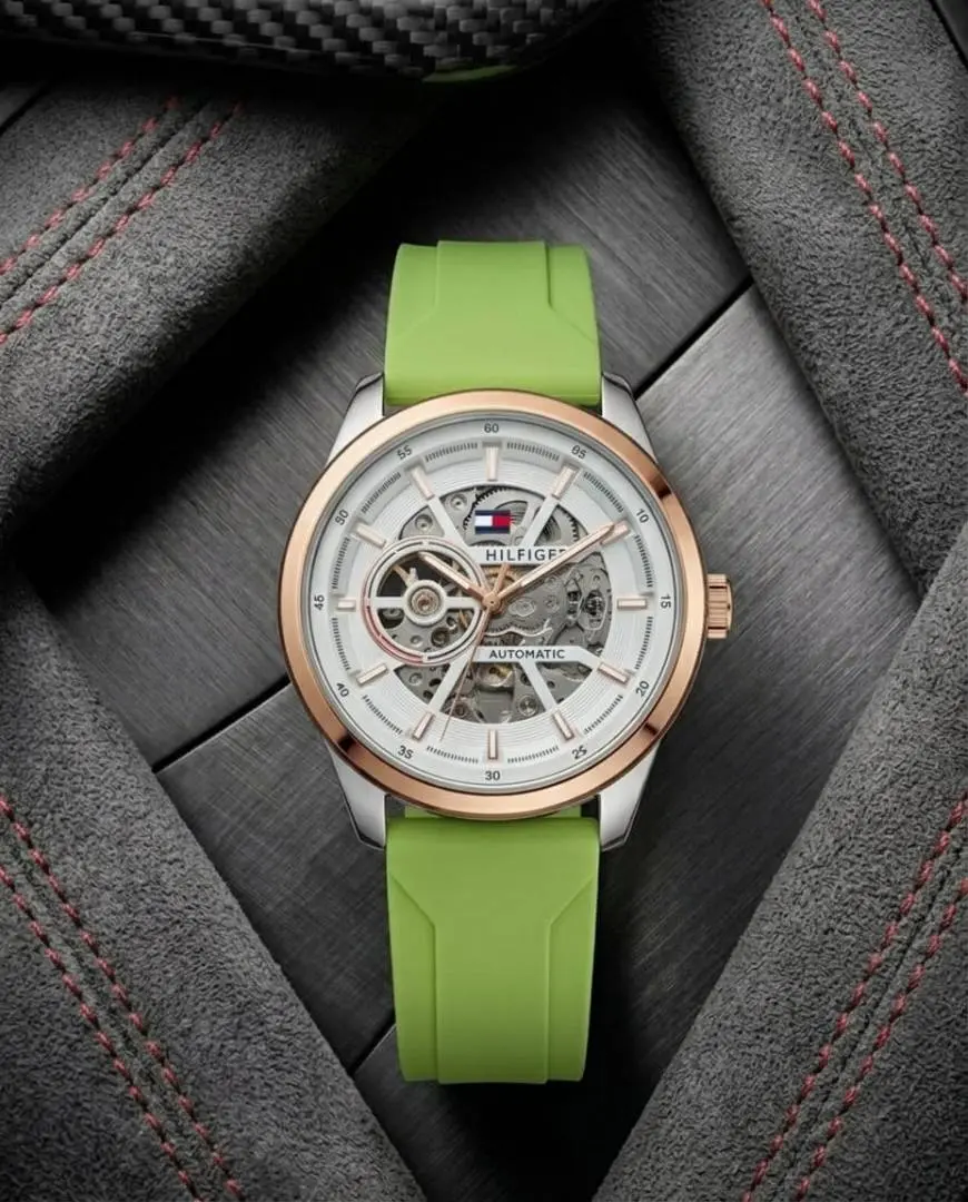 Tommy Hilfige r Automatic Silicon Green-Copper-White