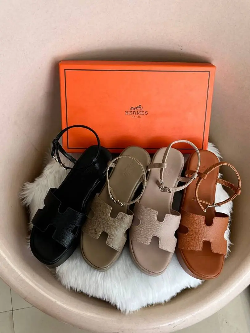 Hermes Jam 30 Khakhi Platform Sandal With Original Box - Image 6