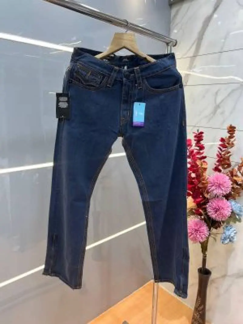 True Religion Blue Straight fit Premium Imported Stretchable Lycra Fabric Denim with Back Pocket Embroidered Design 4172 - Image 2