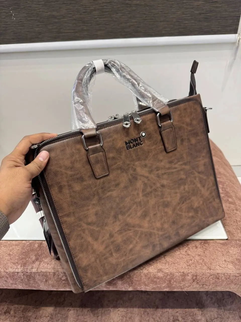 Mont Blanc Premium Laptop Bag X Office Bag M93009-5 Brown - Image 6