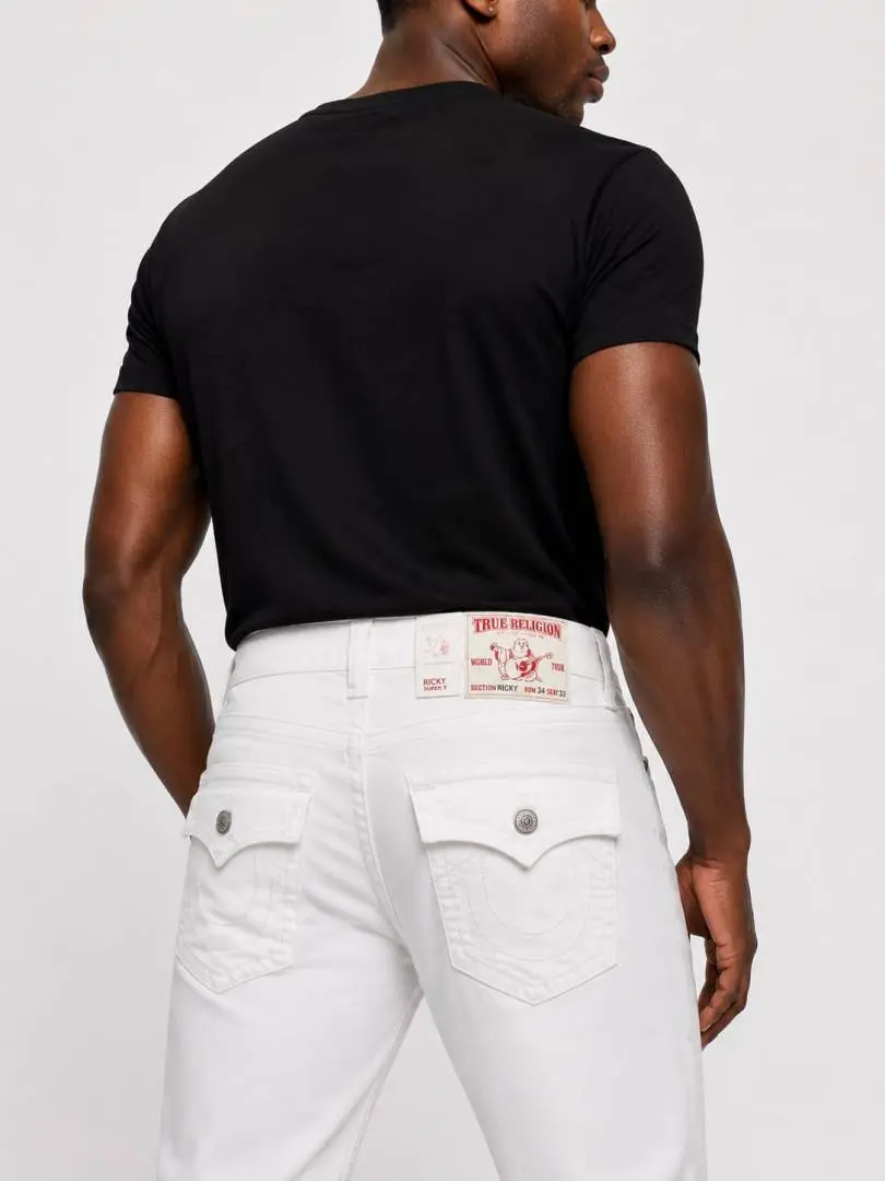 True Religion White Straight fit Premium Imported Stretchable Lycra Fabric Denim with Back Pocket Embroidered Design 4229