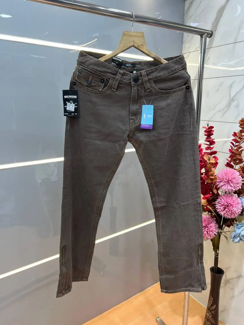 True Religion Brown Straight fit Premium Imported Stretchable Lycra Fabric Denim with Back Pocket Embroidered Design 4174 - Image 2