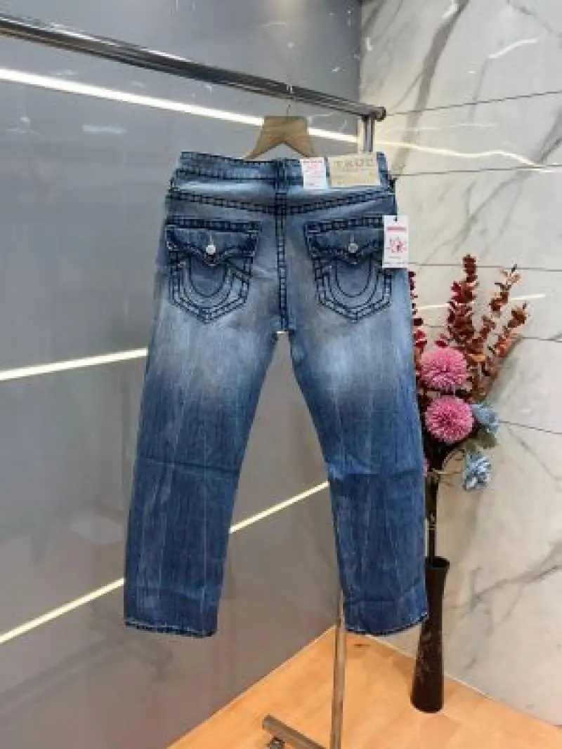True Religion Straight fit Premium Imported Stretchable Lycra Fabric Denim with Back Pocket Embroidered Design 3948 - Image 3