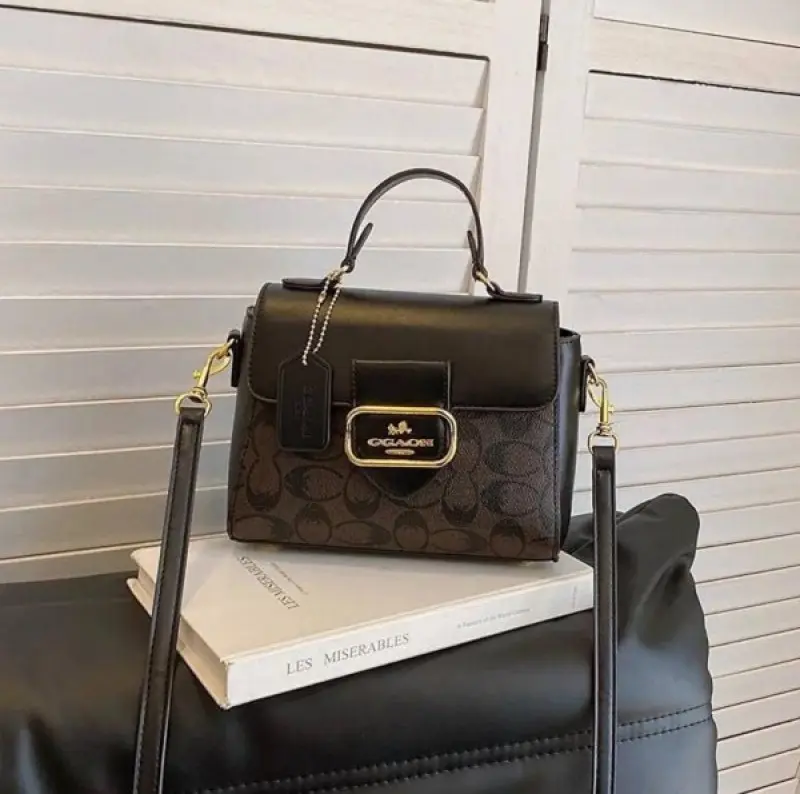 Coach Morgan Top Handle Signature Bag With OG Box & Dust Bag (Black Brown-343) - Image 5