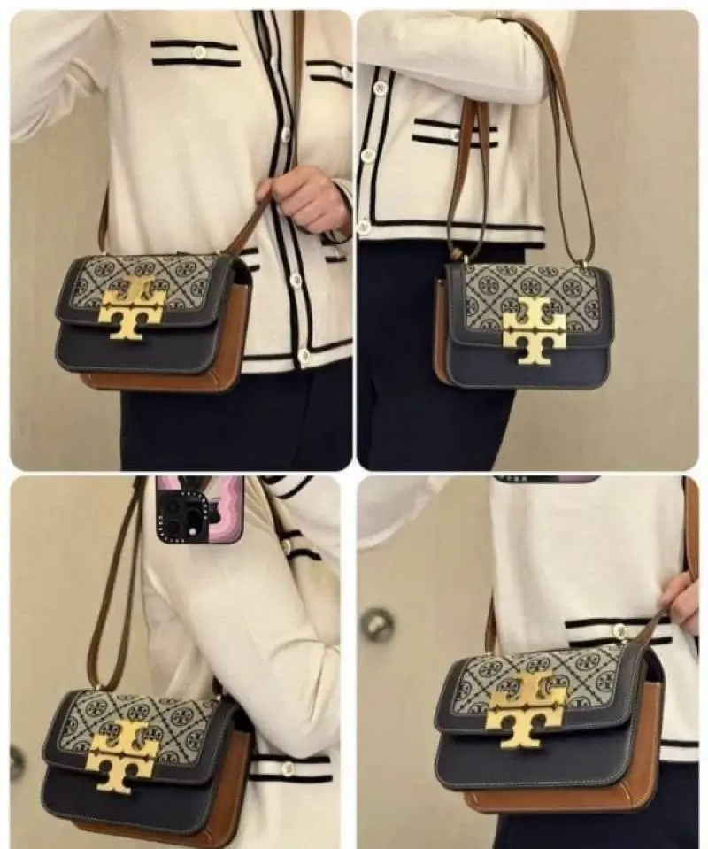 Tori Burch Eleanor Premium Quality Shoulder Bag With OG Magnetic Box & Dust Bag (Denim - 826) - Image 9