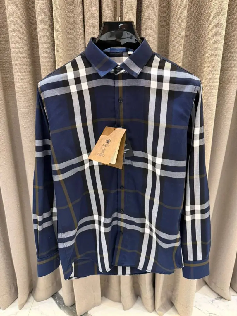 Burberry Box Pack Full Sleeves Checks Shirt Navy - Image 2