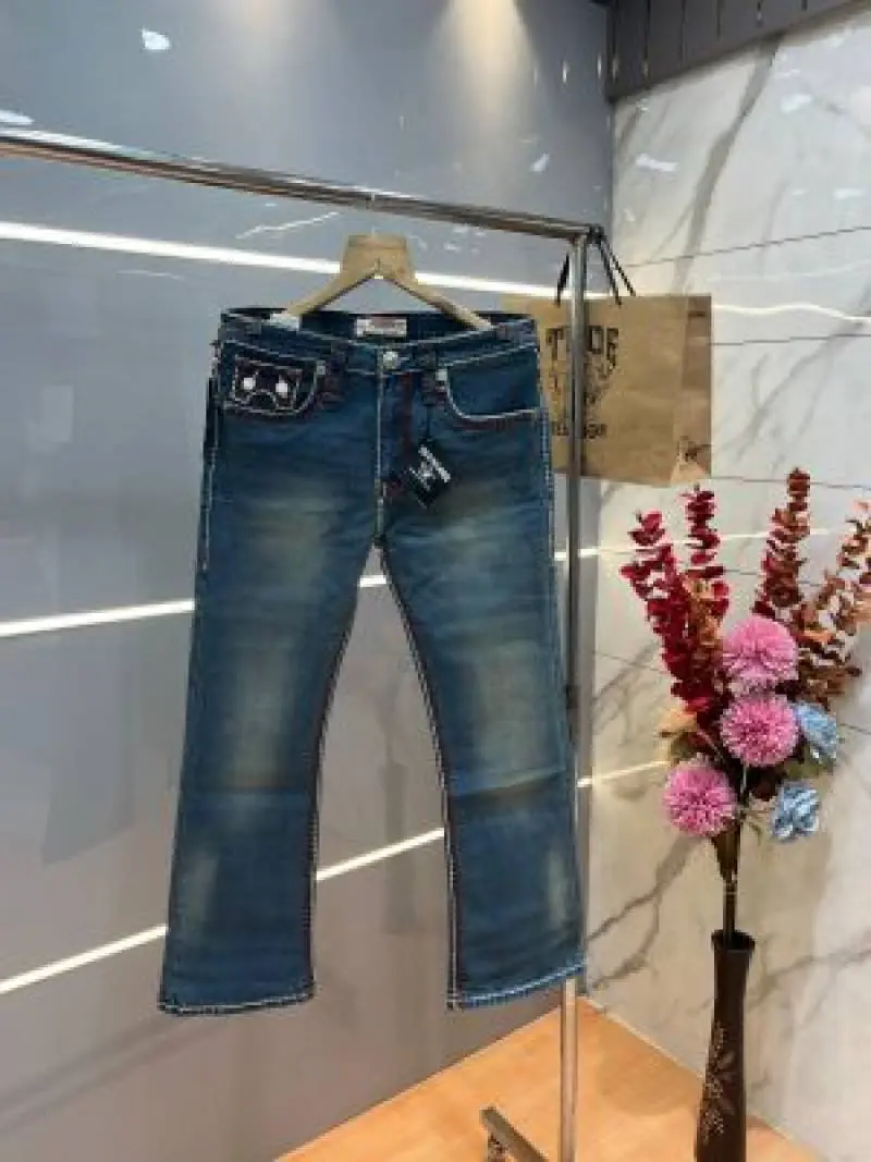 True Religion Light shade Boot Cut Premium Imported Stretchable Lycra Fabric Denim with Back Pocket Embroidered Design 4109 - Image 5